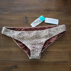 Seafolly Anthropologie Bikini Hipster Bottoms, Brown/White Serpentine, Wm12, NWT